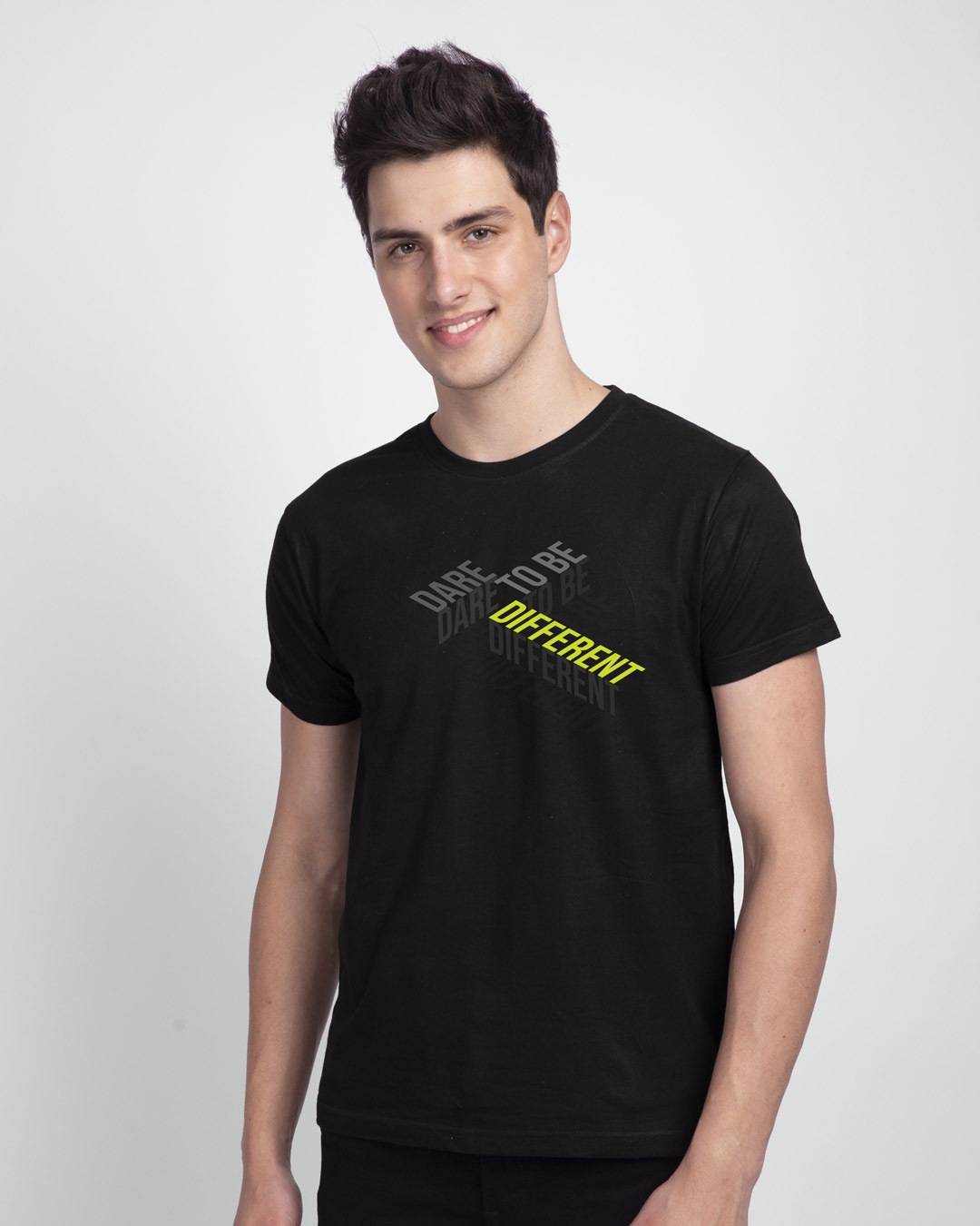 Shop Different Perspective Half Sleeve T-Shirt Black-Back