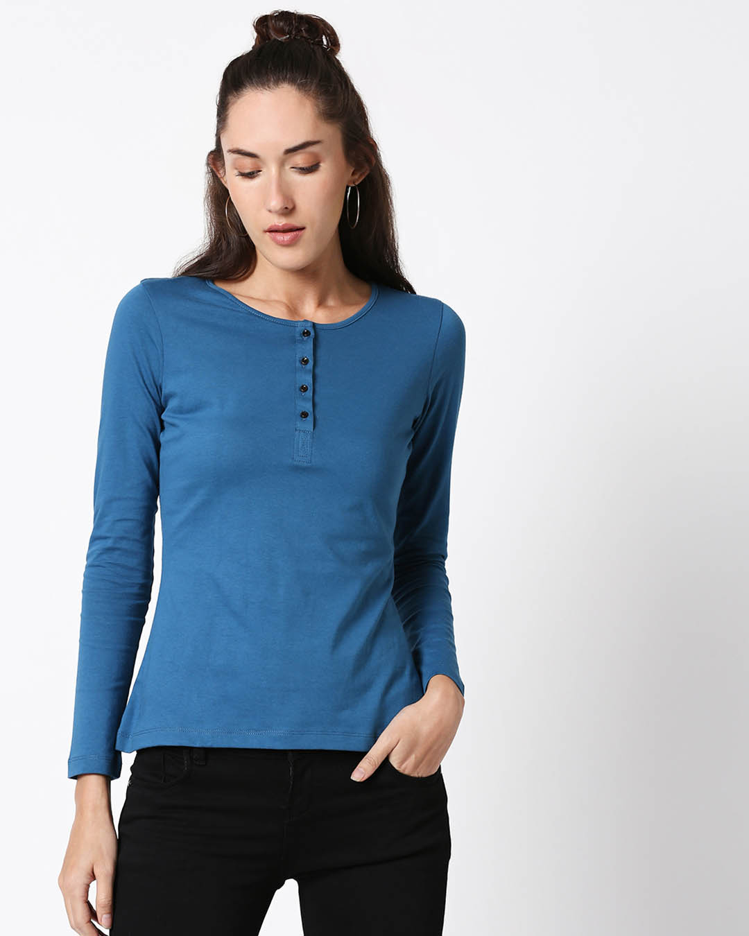 Shop Digi Teal Henley T-Shirt-Back