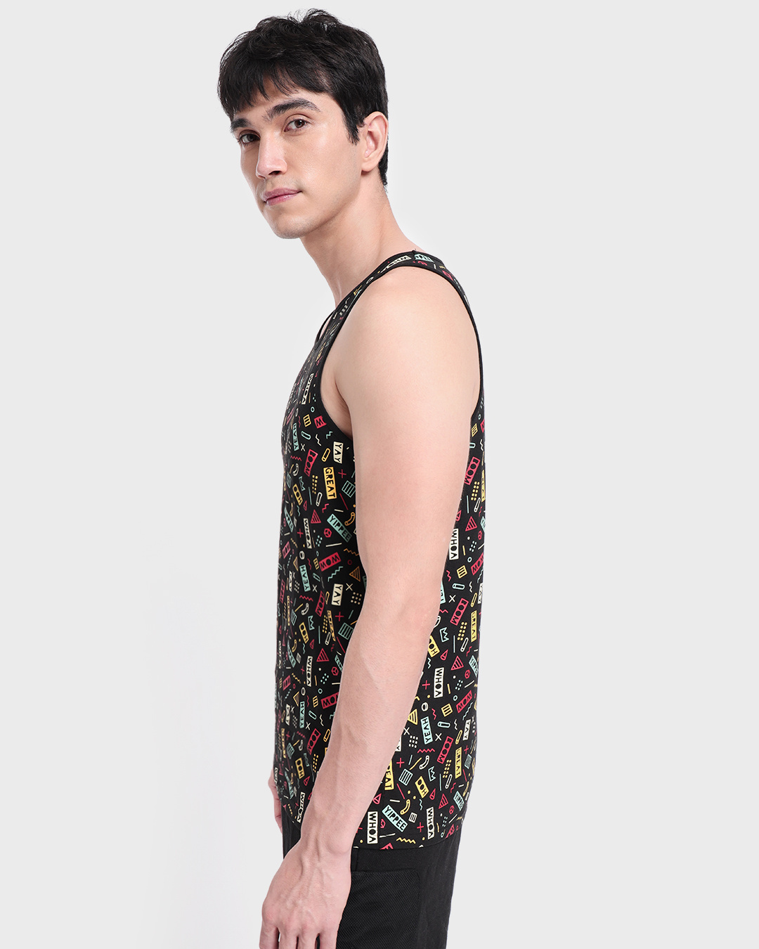 Shop Men's Black Digital Party AOP Vest-Back