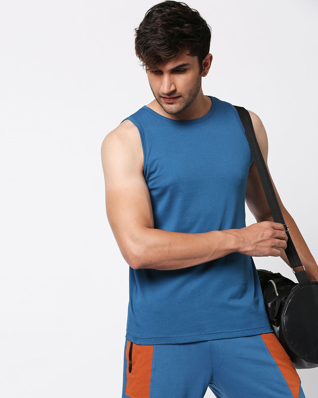

Digi Teal Vest Men' Plain Round Neck Vest Bewakoof.com, Blue