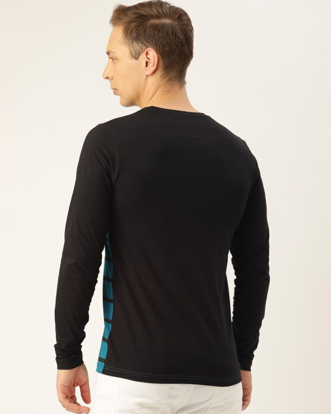 Shop Men's Black & Blue Typography Slim Fit T-shirt-Back