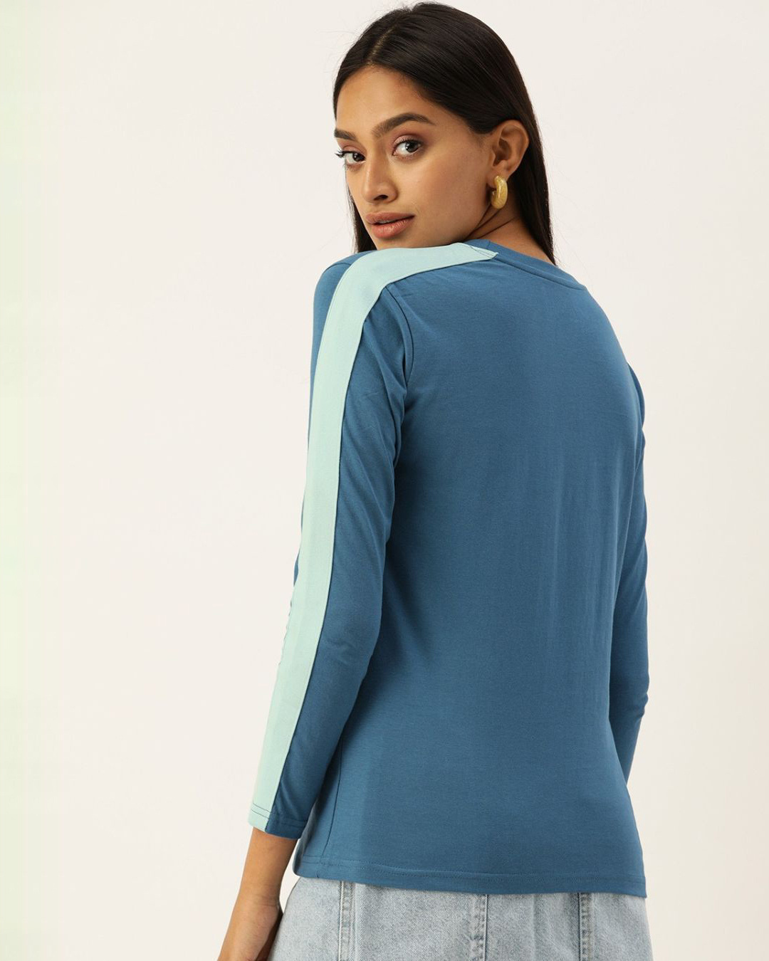 Shop Women's Blue Solid T-shirt-Back