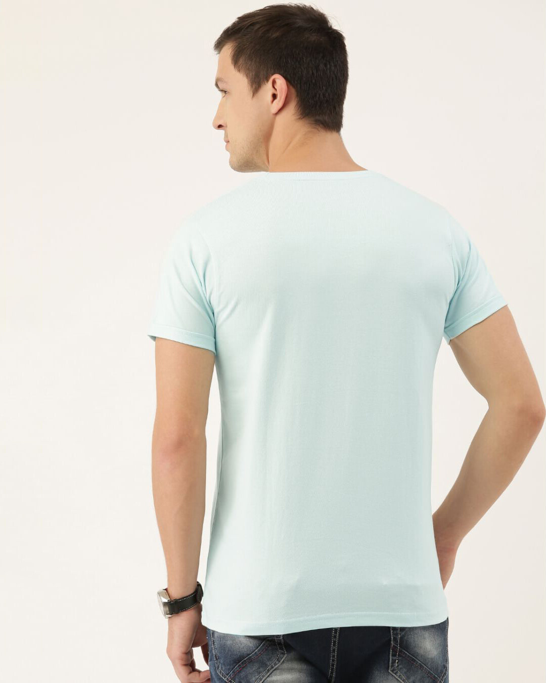 Shop Men's Blue Typography T-shirt-Back