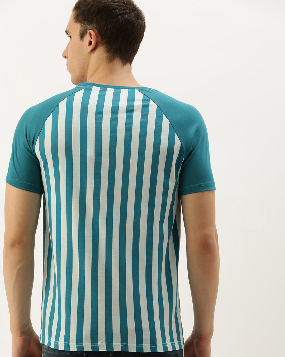 Shop Blue Vertical Stripes T Shirt-Back