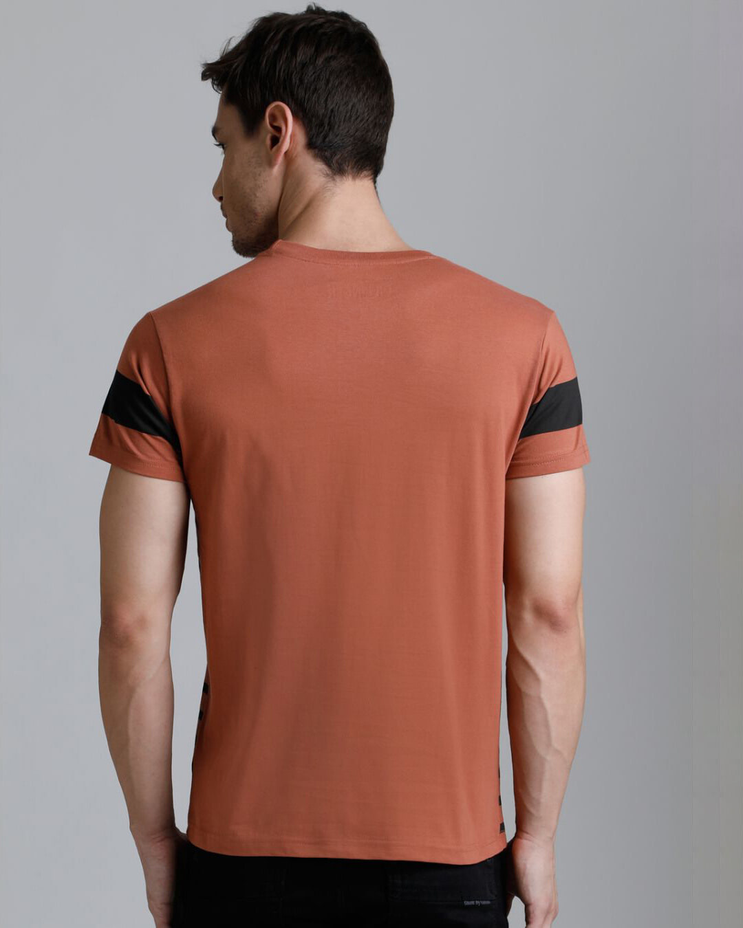 Shop Men's Brown Striped T-shirt-Back