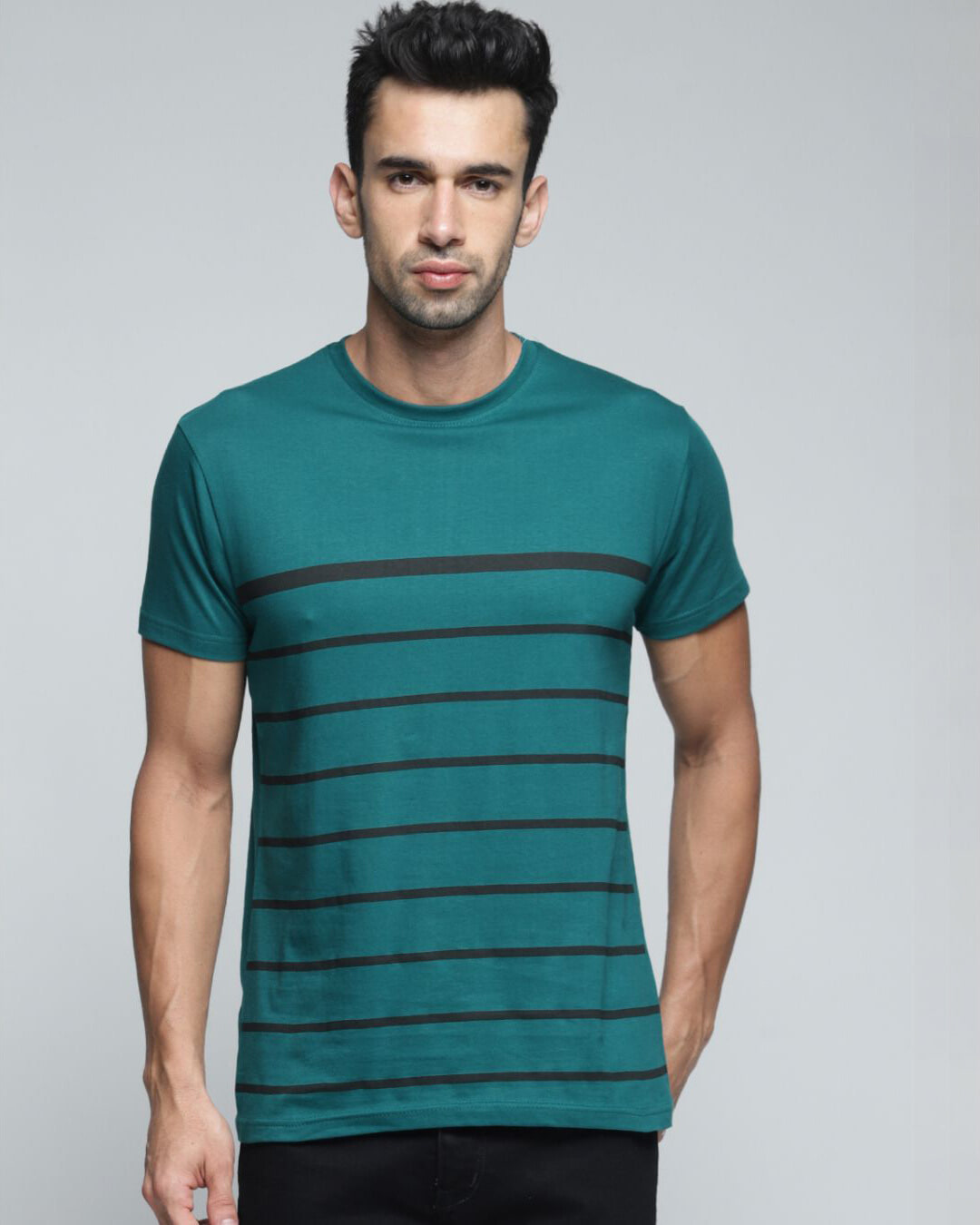 Buy Men's Green Striped T-shirt for Men Green Online at Bewakoof
