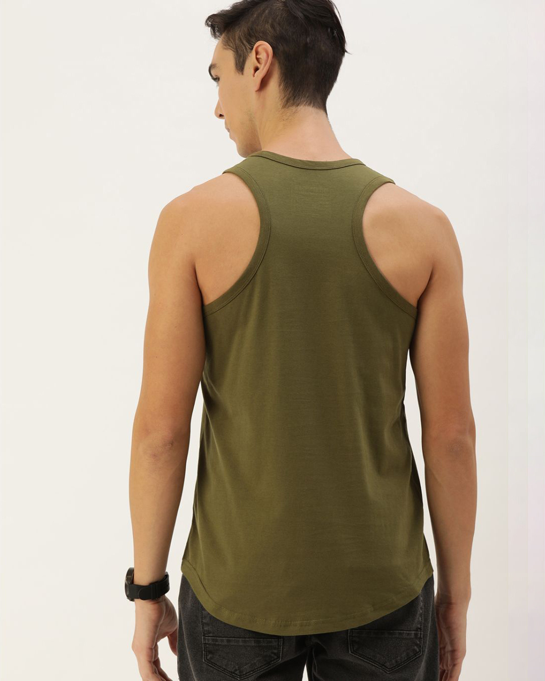 Shop Green Typography Tank Top-Back