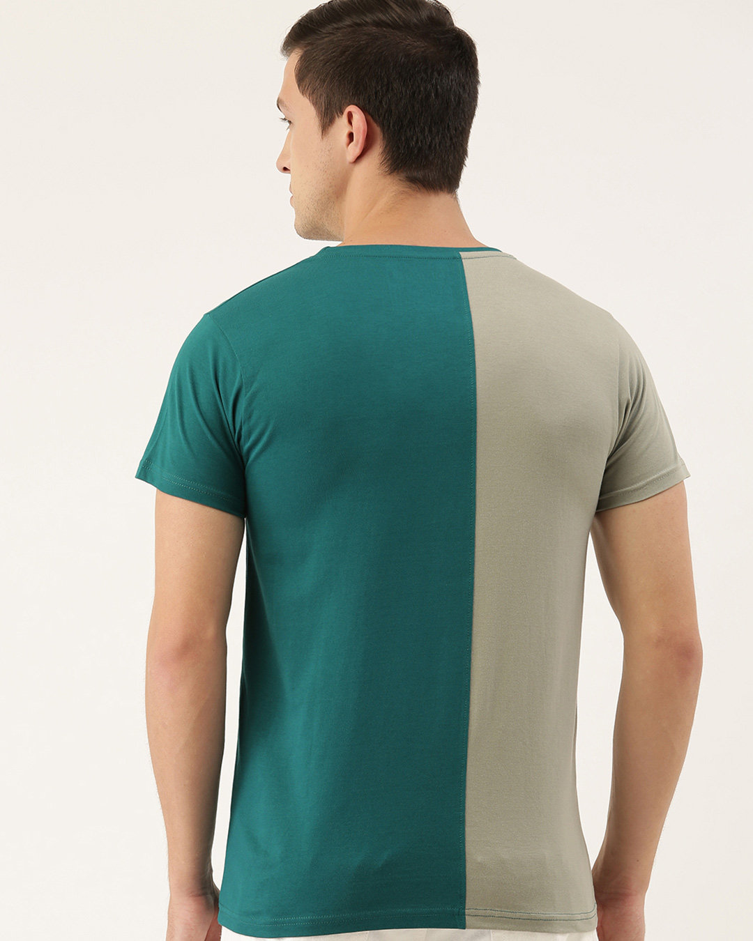 Shop Grey Colourblocked T Shirt-Back