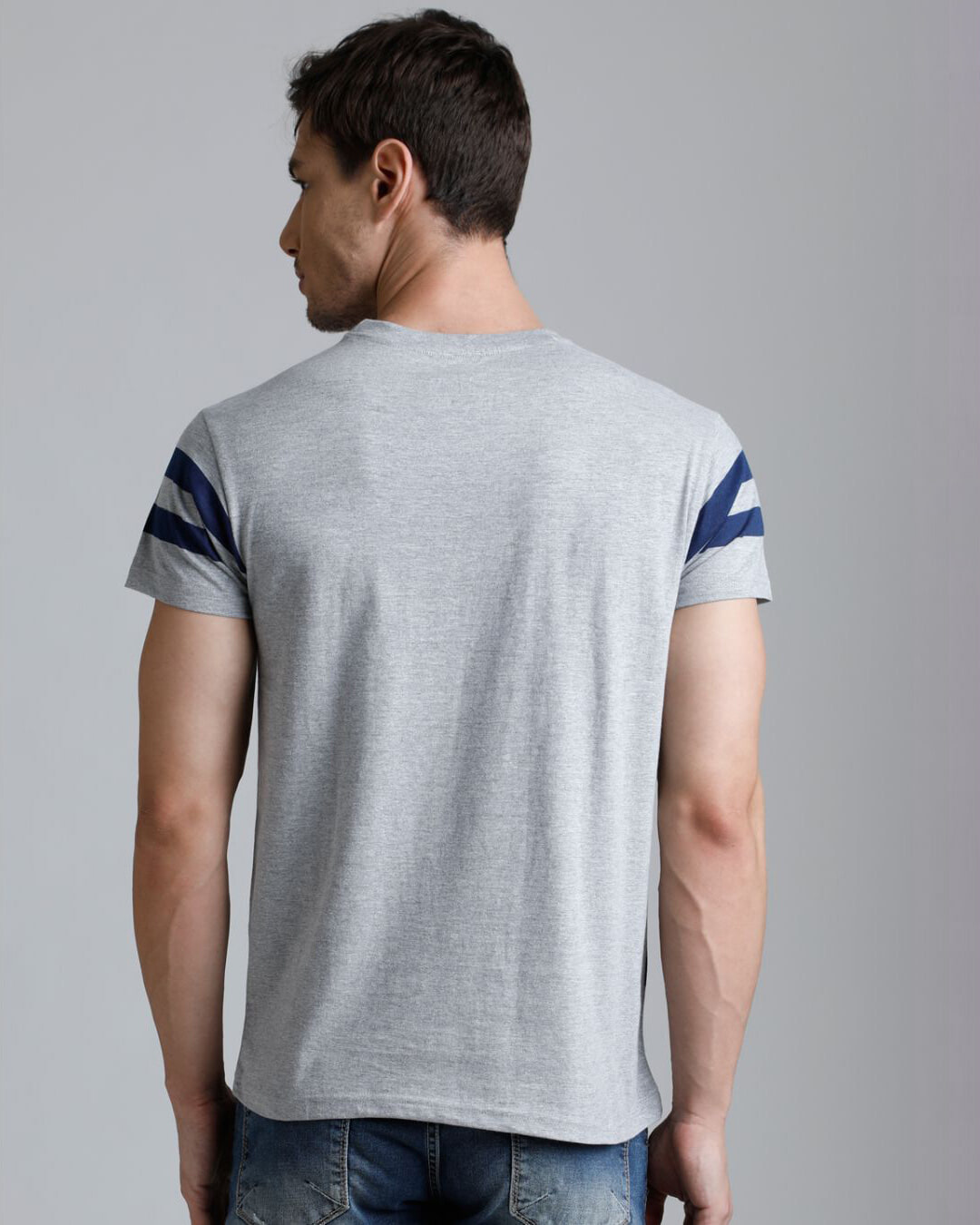 Shop Men's Grey Striped T-shirt-Back