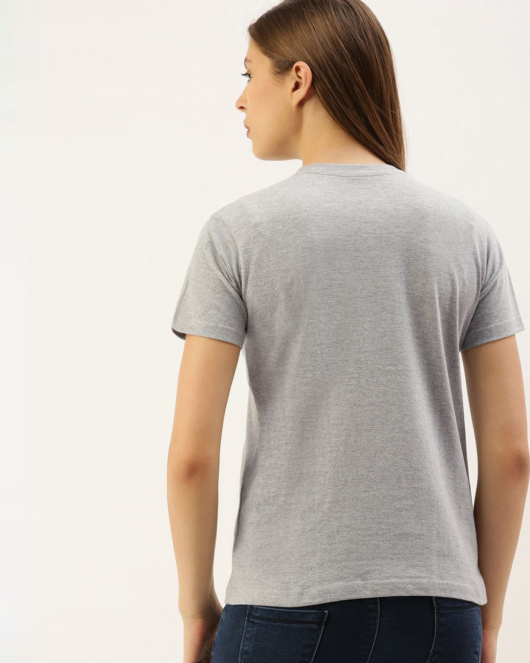 Shop Women's Grey Typography T-shirt-Back