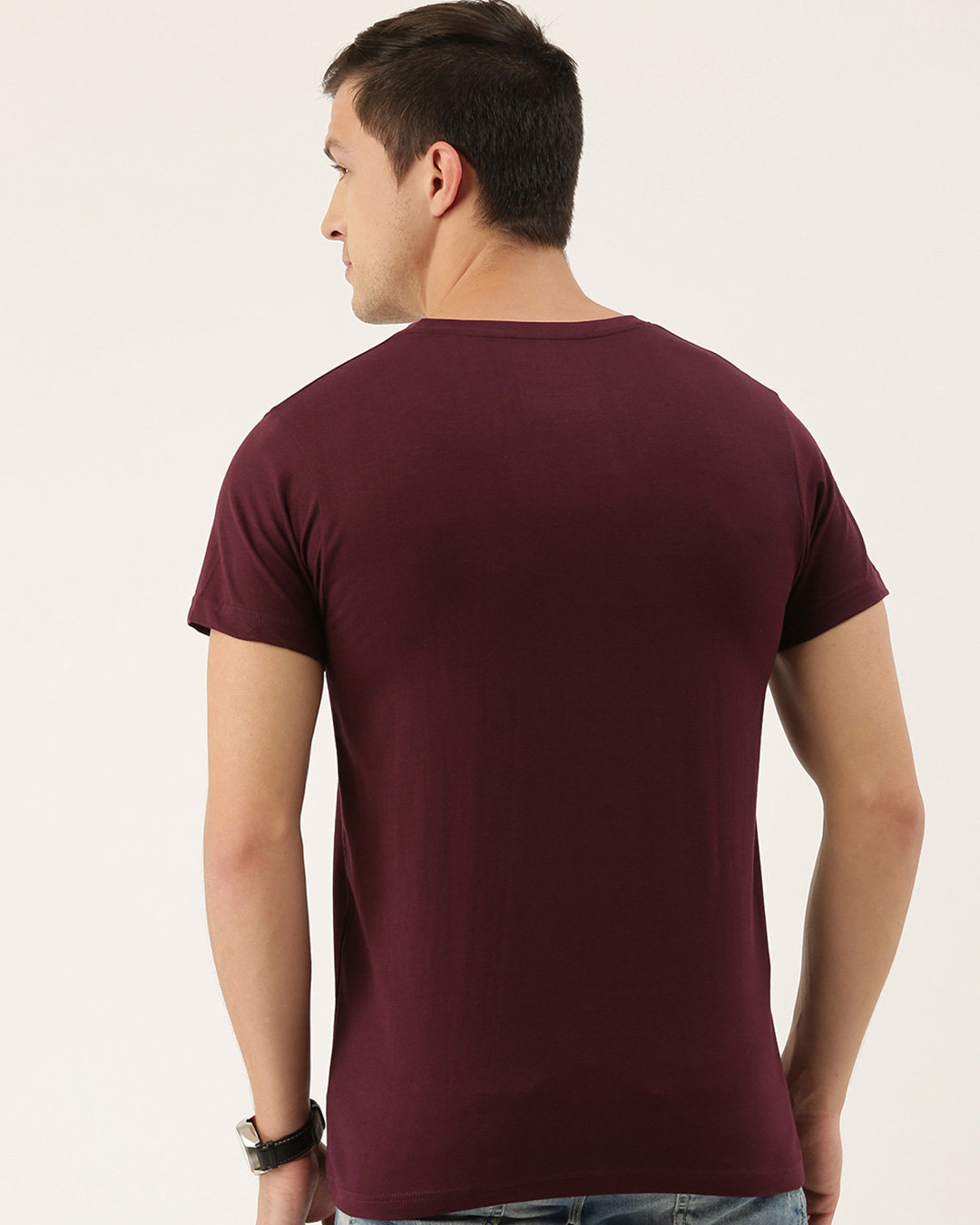 Shop Maroon Colourblocked T Shirt-Back