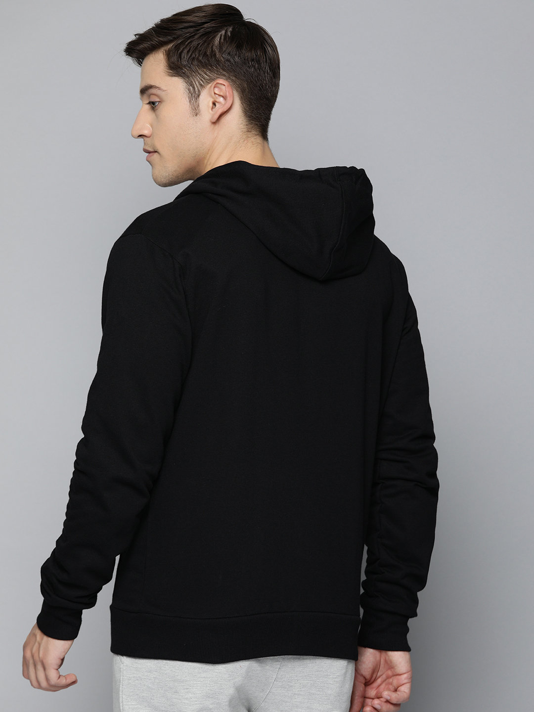 Shop Men's Black Typography Hoodies-Back