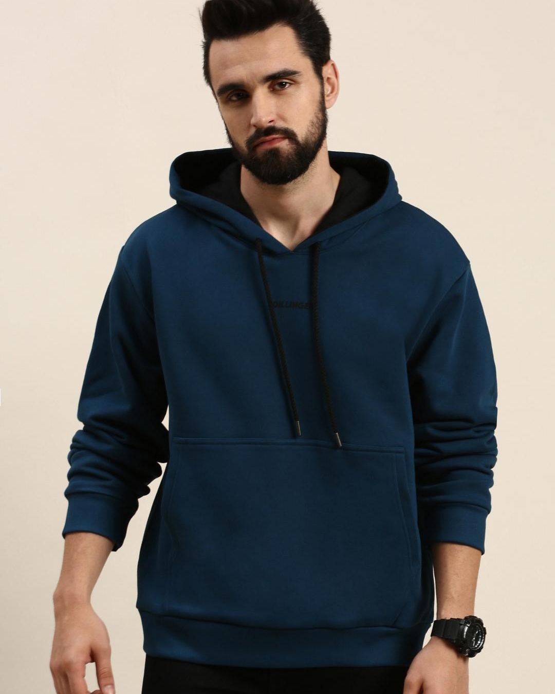 Buy Dillinger Men's Blue Typographic Oversized Hoodie Online at Bewakoof