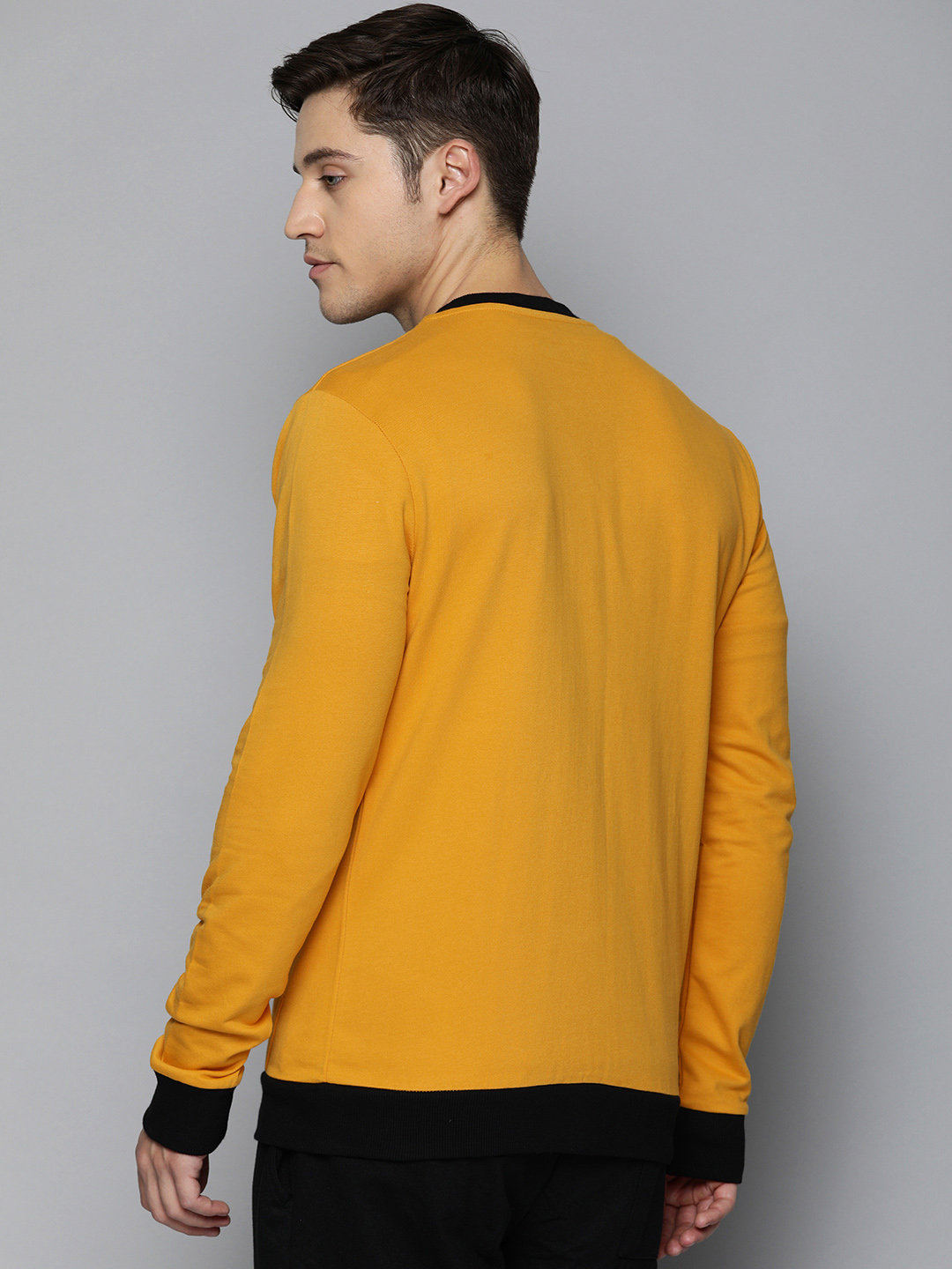 Shop Men's Yellow Solid Jackets-Back