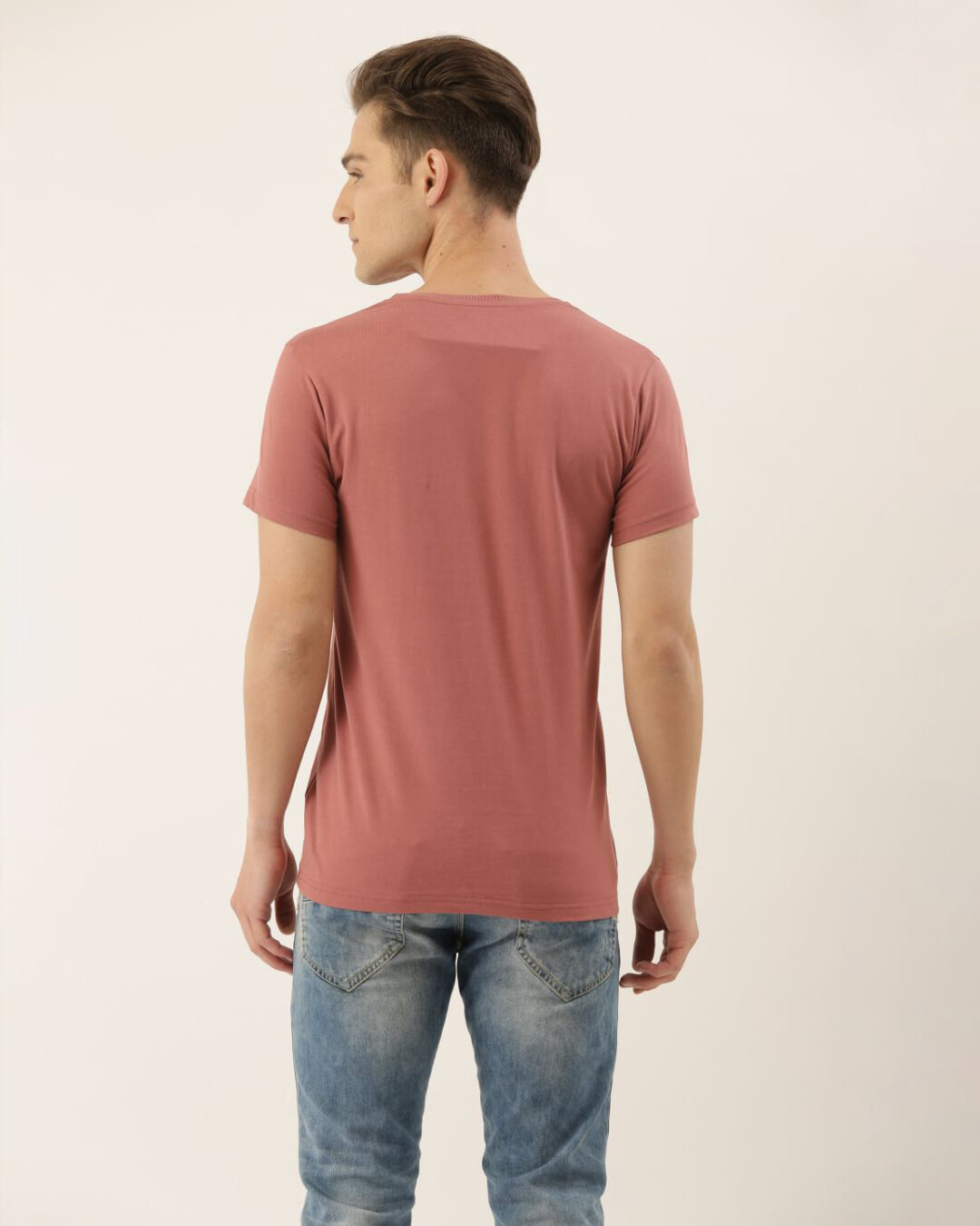 Shop Men's Pink Colourblocked T-shirt-Back