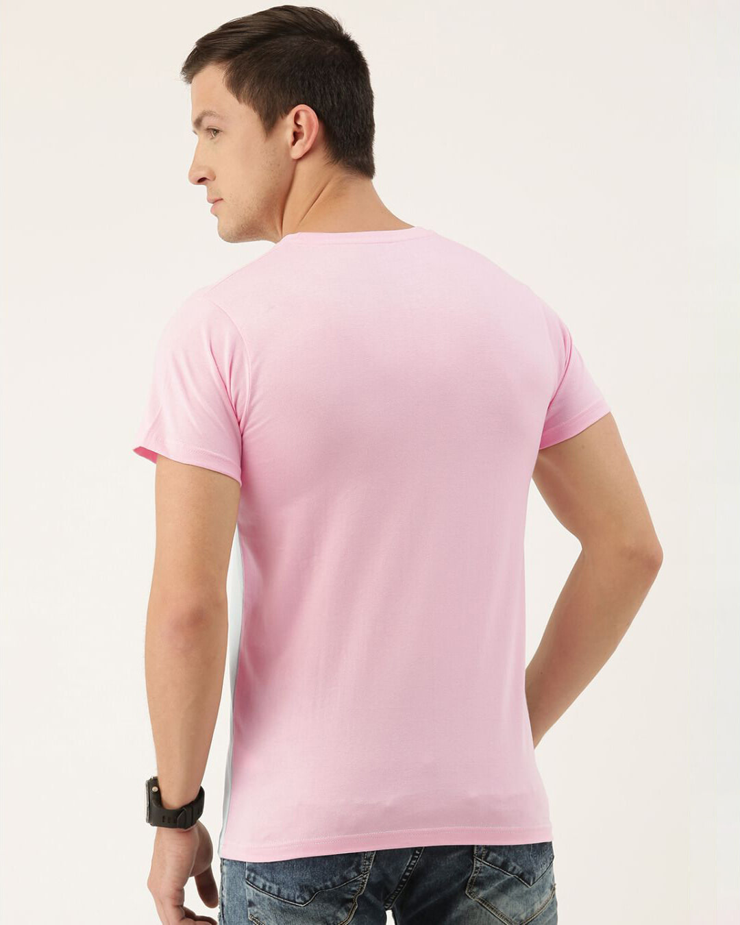 Shop Men's Pink Colourblocked T-shirt-Back