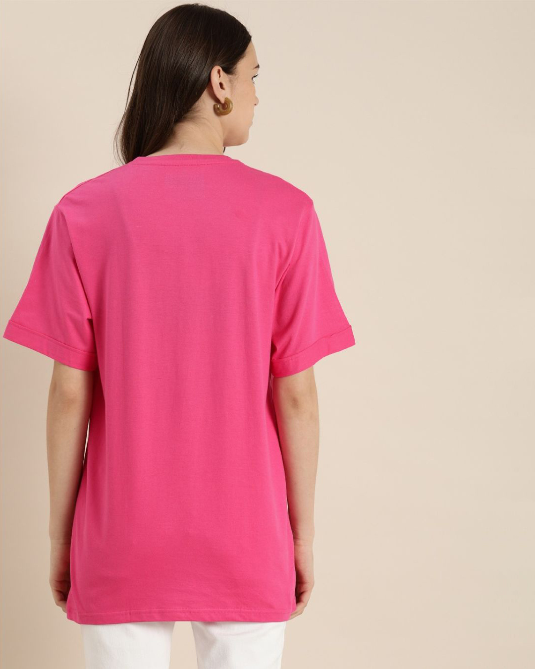 Shop Women's Pink Typography T-shirt-Back