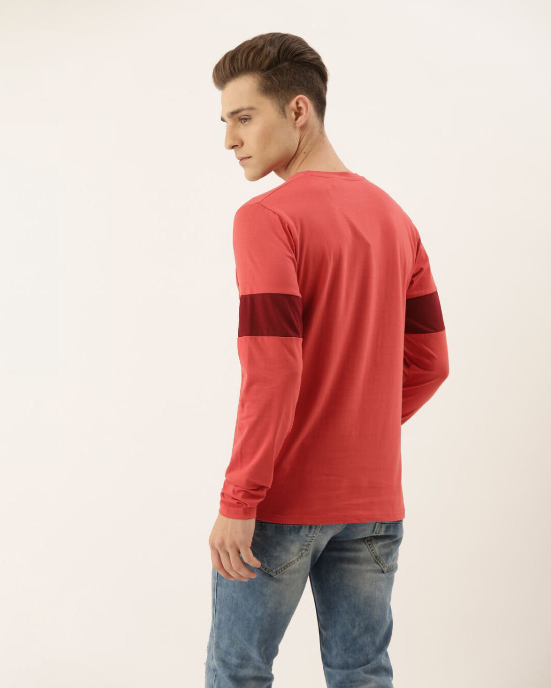 Shop Men's Red Colourblocked T-shirt-Back
