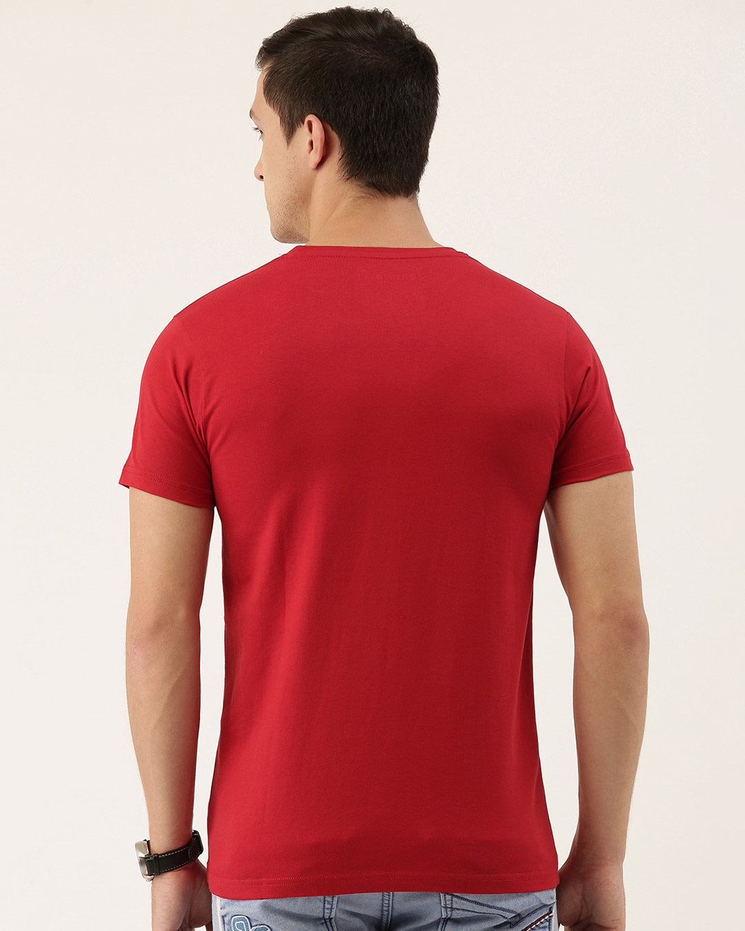 Shop Red Typography T Shirt-Back