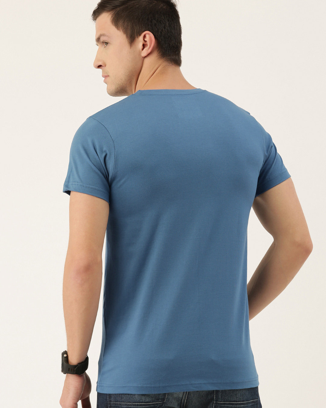 Shop Teal Blue Colourblocked T Shirt-Back