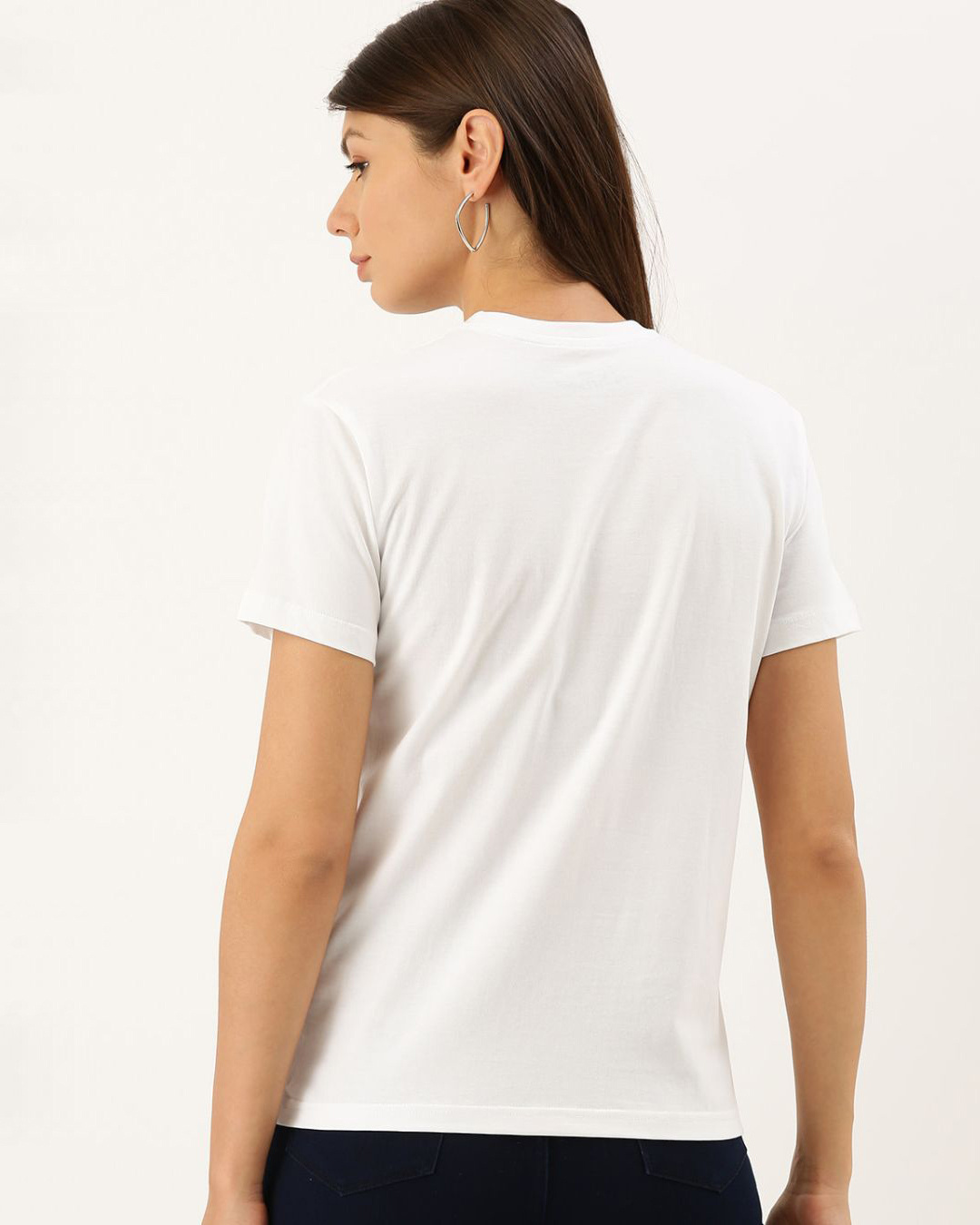 Shop Women's White Typography T-shirt-Back