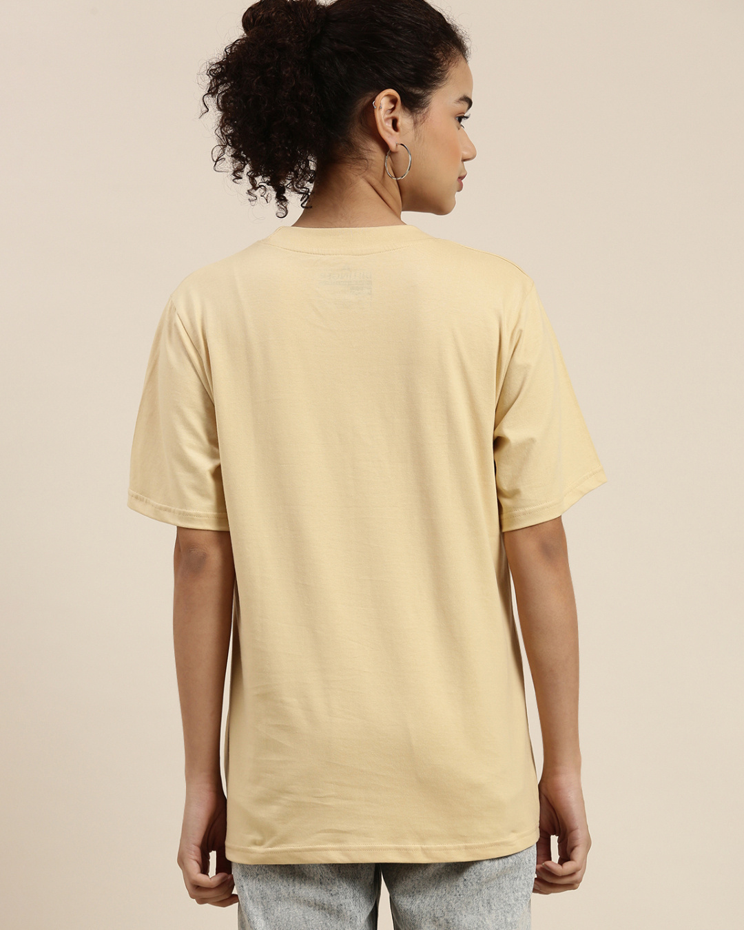 Shop Women's Beige Oversized Fit T Shirt-Back