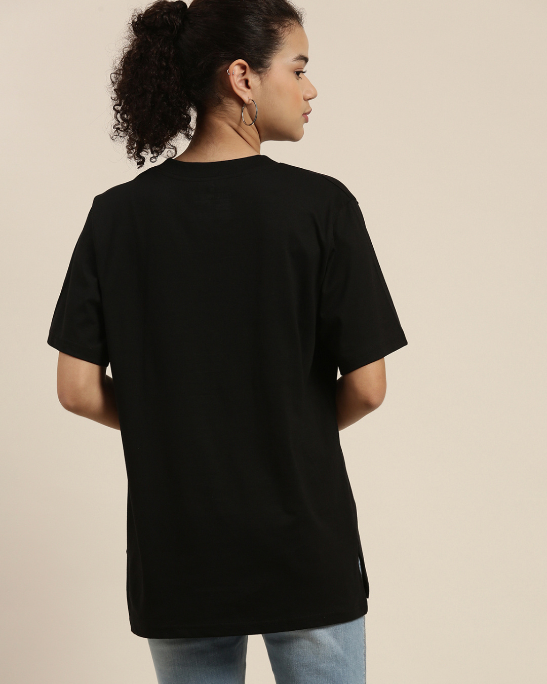 Shop Women's Black Oversized Fit T Shirt-Back