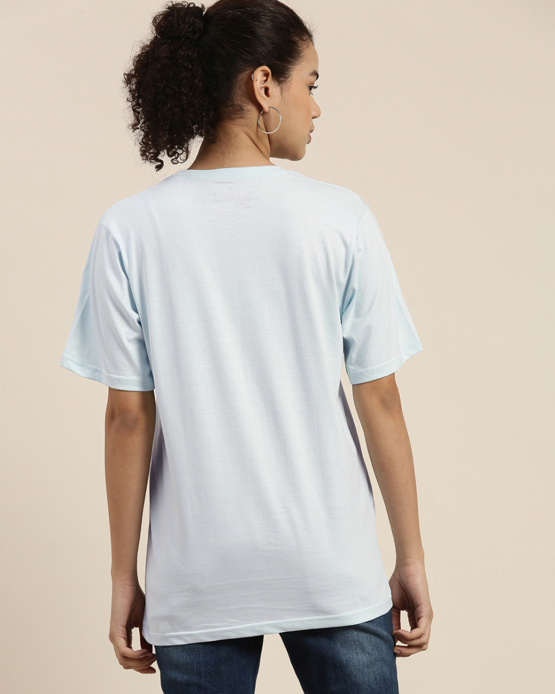 Shop Women's Blue Typographic Oversized Fit T Shirt-Back