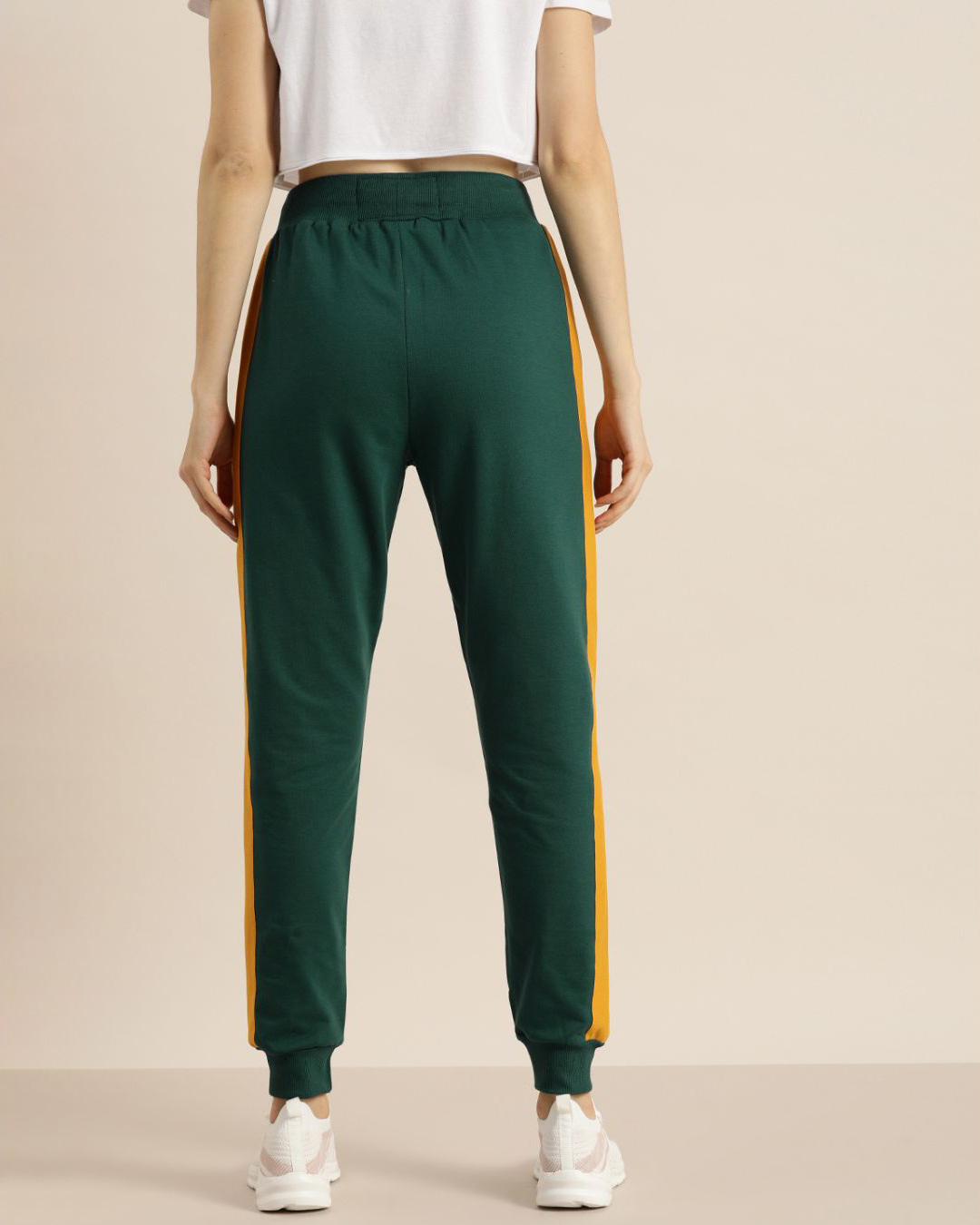 Shop Women's Green Solid Joggers-Back