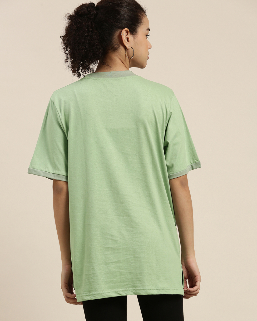 Shop Women's Green Typographic Oversized Fit T Shirt-Back