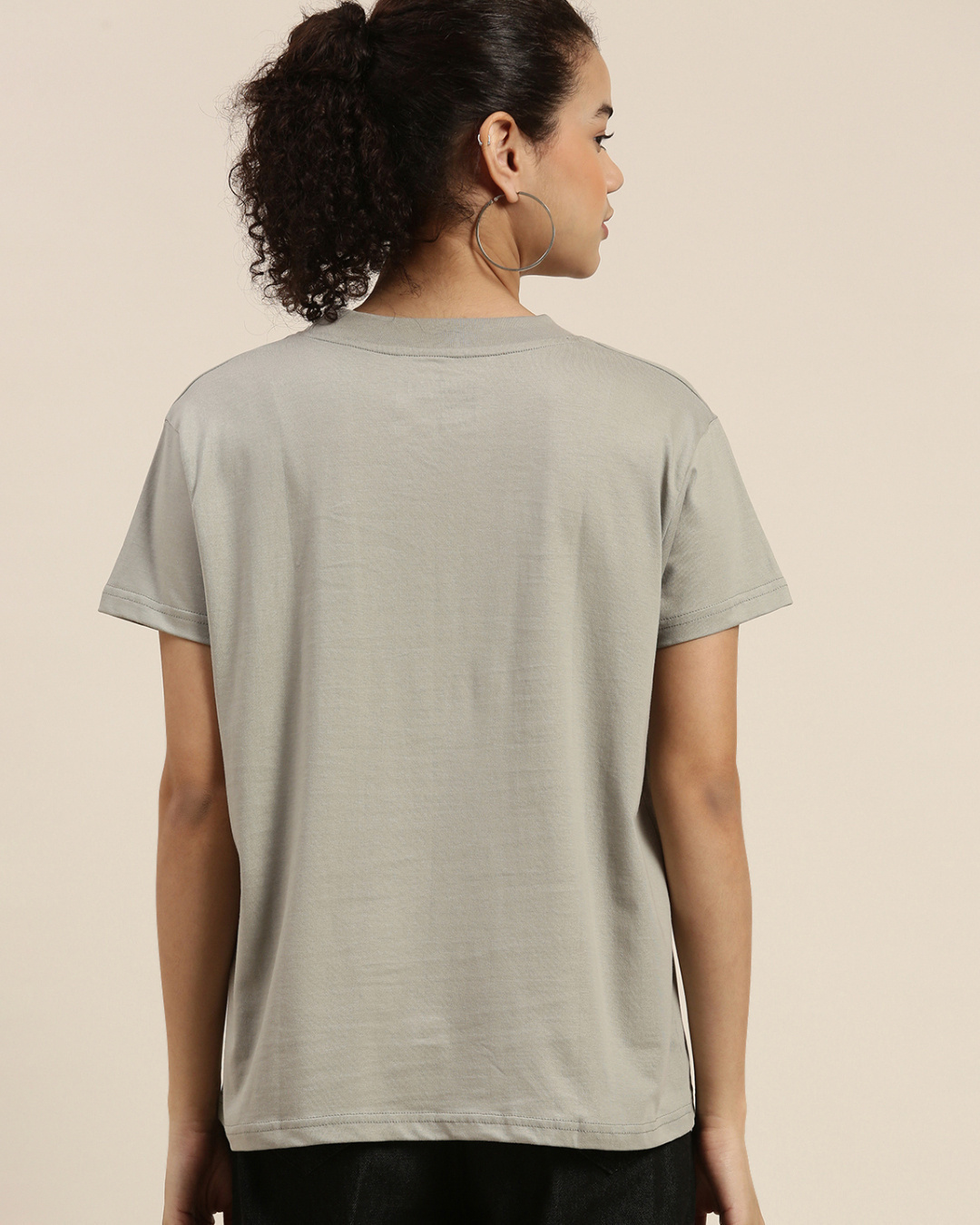 Shop Women's Grey Boxy Oversized Fit T Shirt-Back