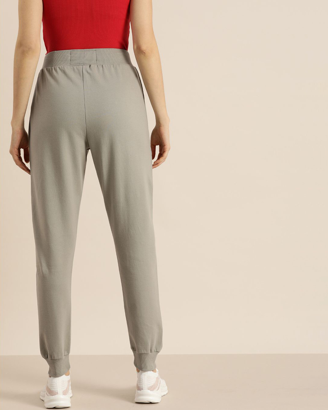 Shop Women's Grey Solid Joggers-Back