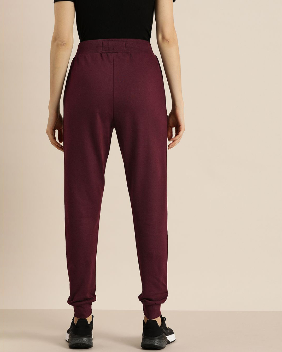 Shop Women's Maroon Solid Joggers-Back