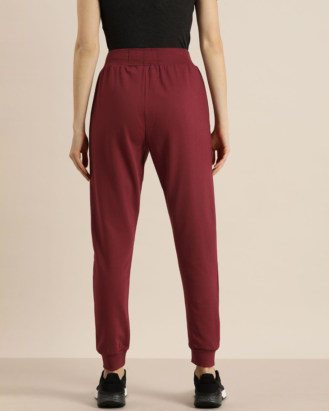 Shop Women's Maroon Solid Joggers-Back