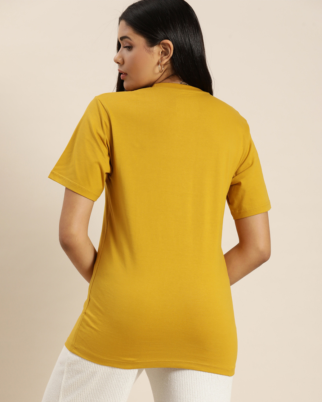 Shop Women's Mustard Graphic Oversized Fit T Shirt-Back
