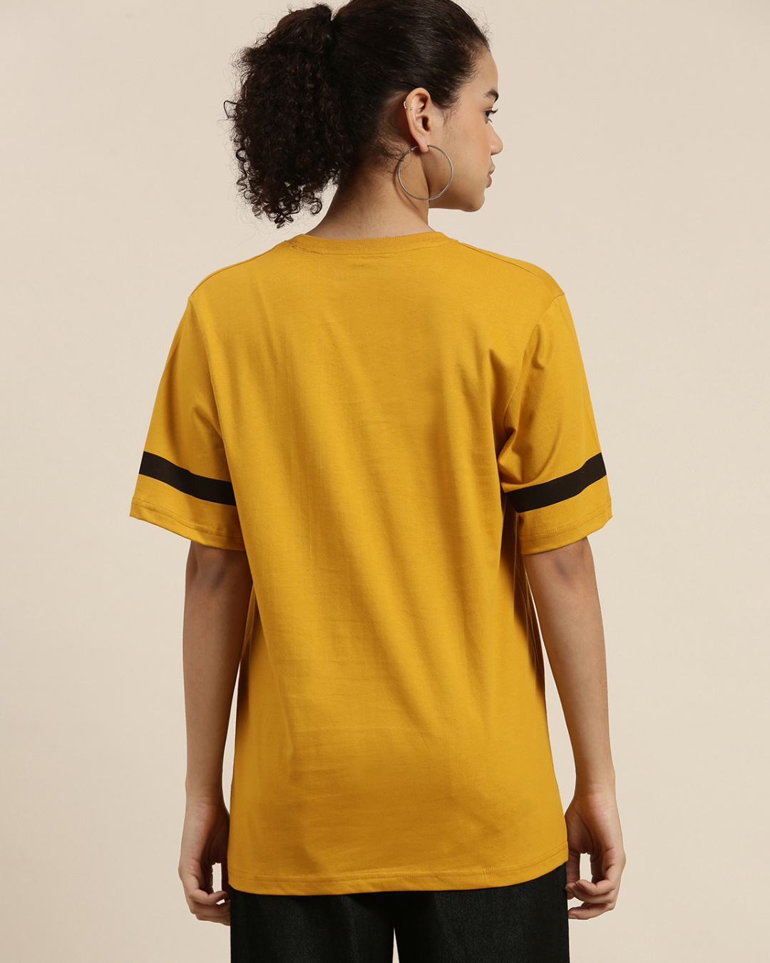 Shop Women's Mustard Typographic Oversized Fit T Shirt-Back