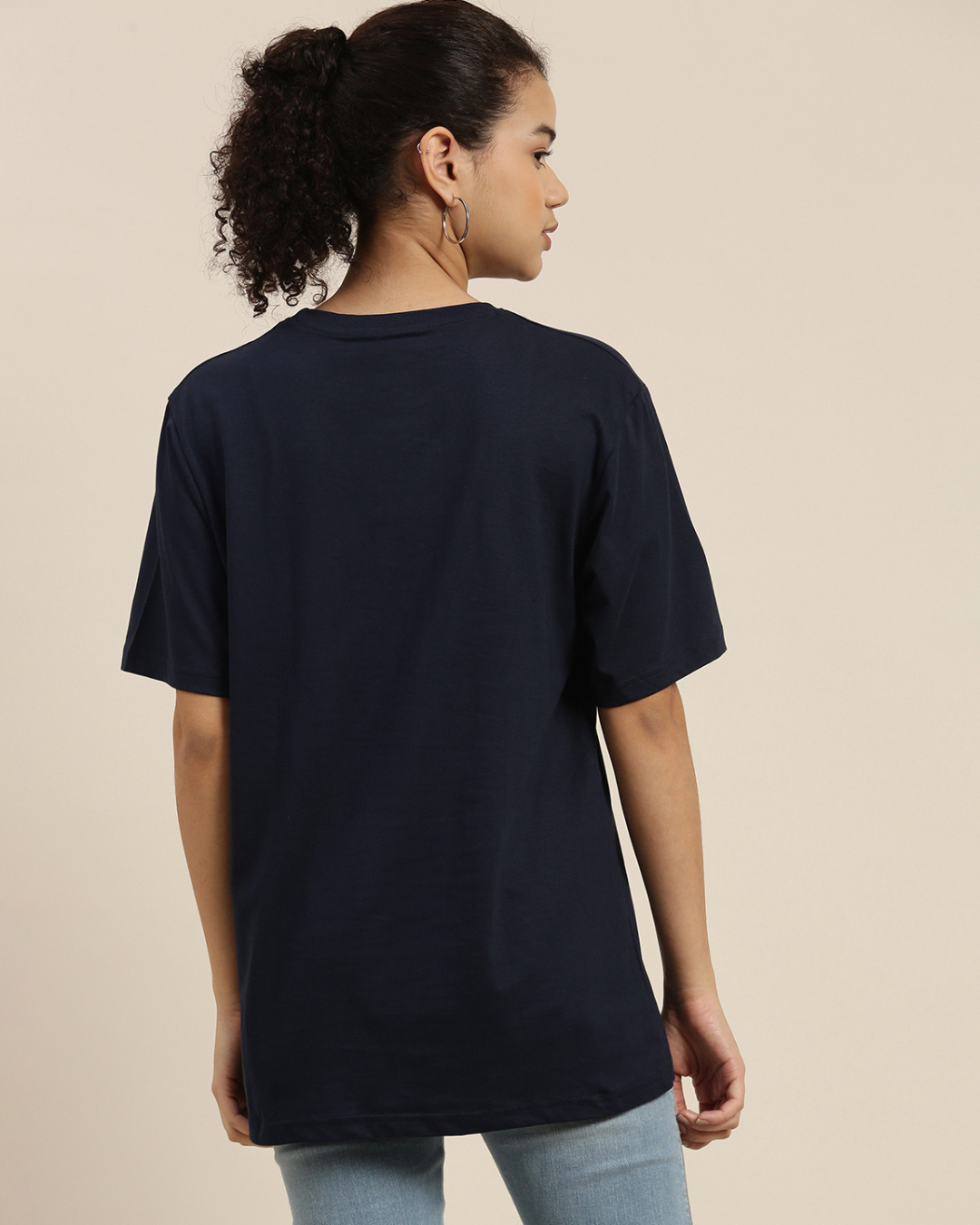 Shop Women's Navy Blue Oversized Fit T Shirt-Back