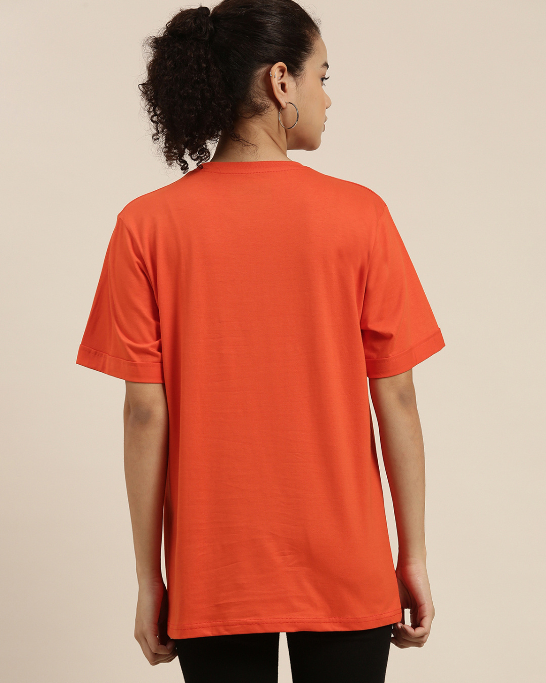 Shop Women's Orange Graphic Oversized Fit T Shirt-Back