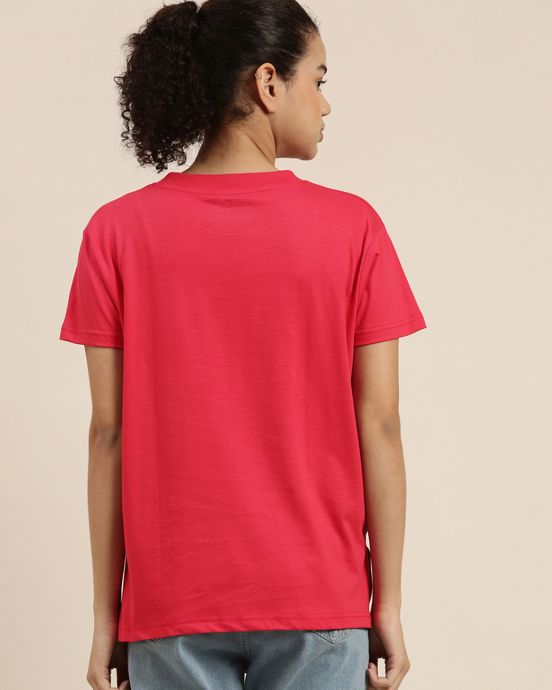 Shop Women's Pink Boxy Oversized Fit T Shirt-Back