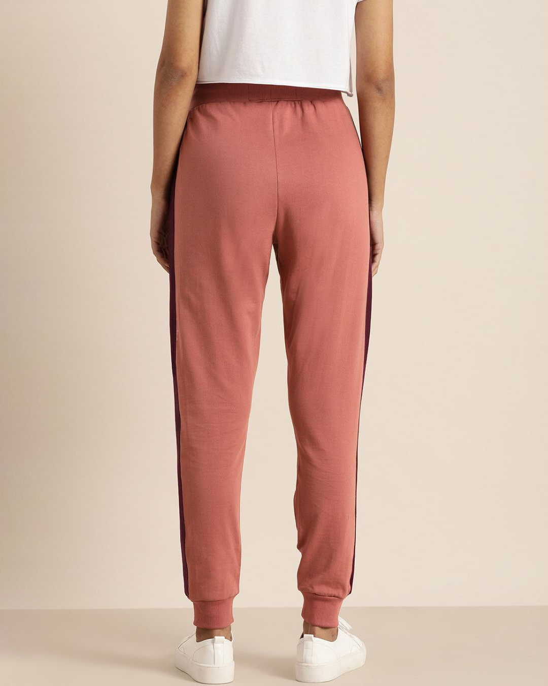 Shop Women's Pink Solid Joggers-Back
