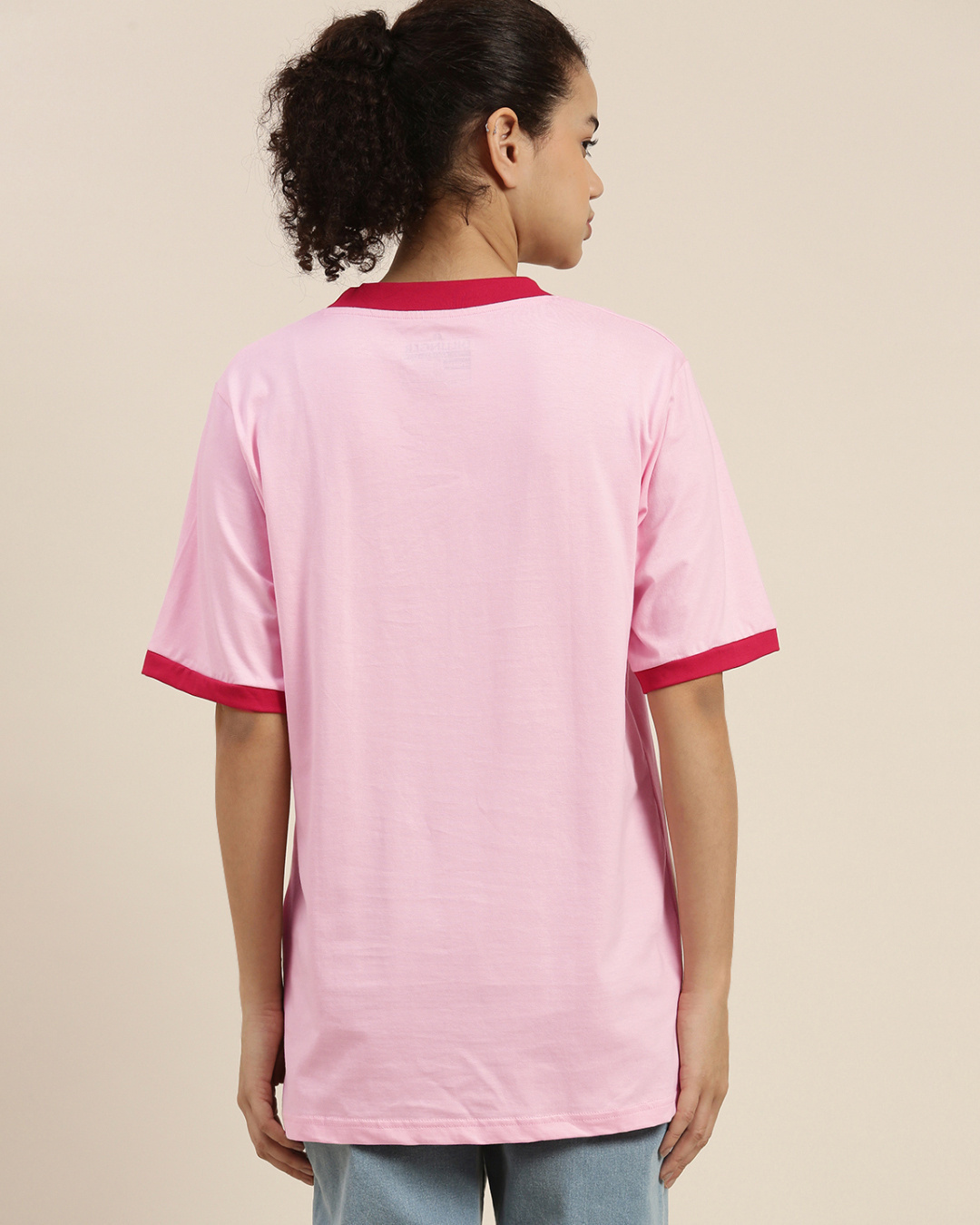 Shop Women's Pink Typographic Oversized Fit T Shirt-Back