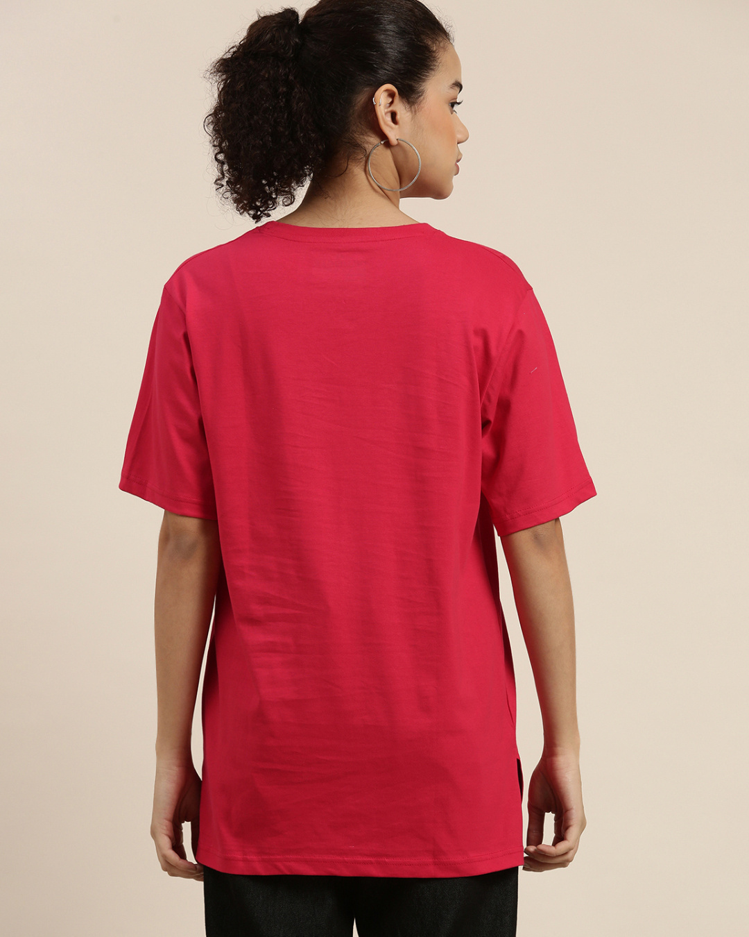 Shop Women's Pink Typographic Oversized Fit T Shirt-Back