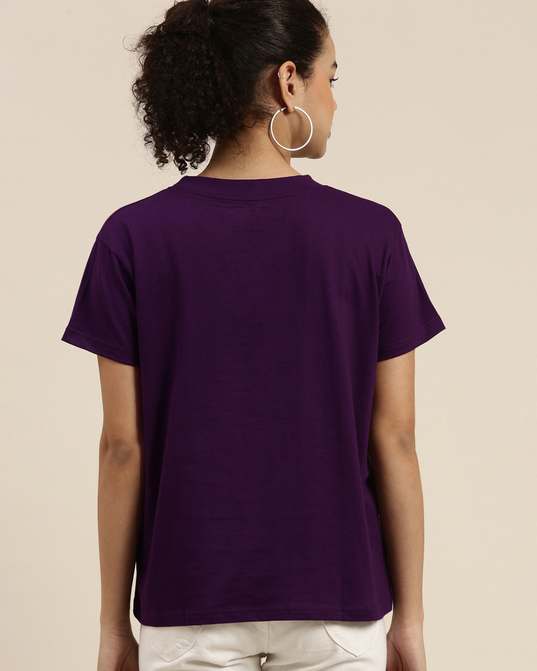 Shop Women's Purple Boxy Oversized Fit T Shirt-Back