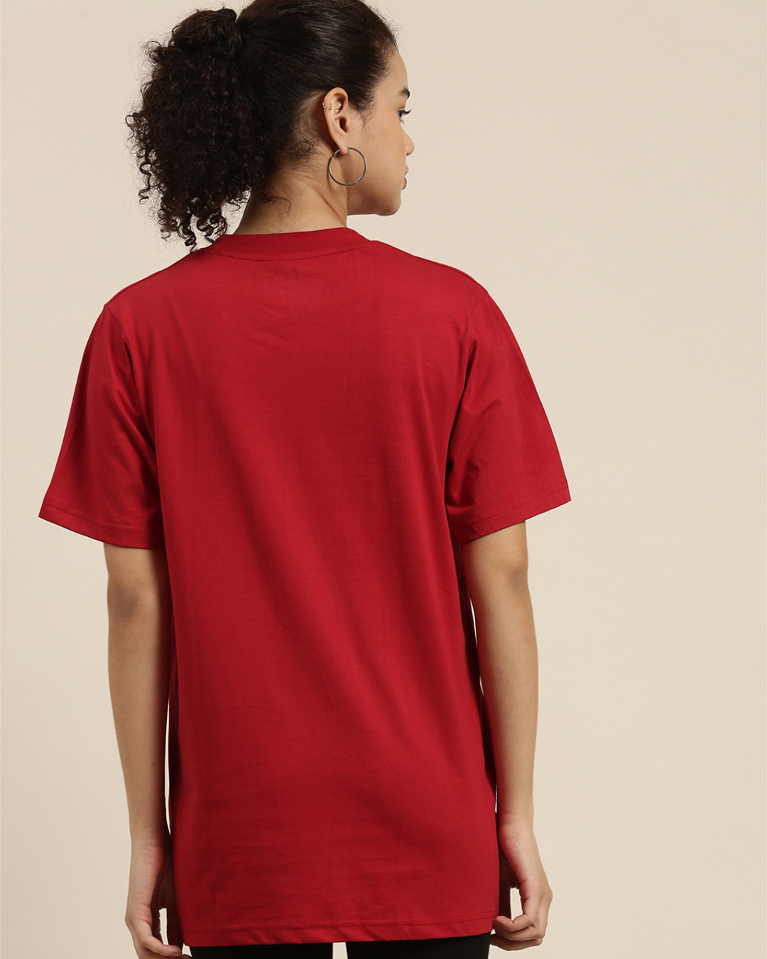Shop Women's Red Oversized Fit T Shirt-Back