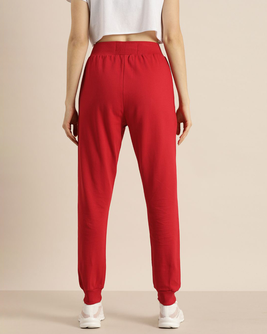 Shop Women's Red Solid Joggers-Back