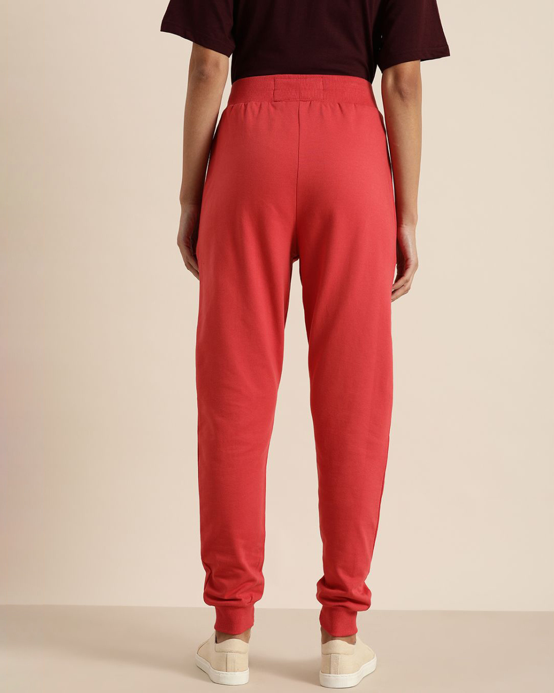 Shop Women's Red Solid Joggers-Back