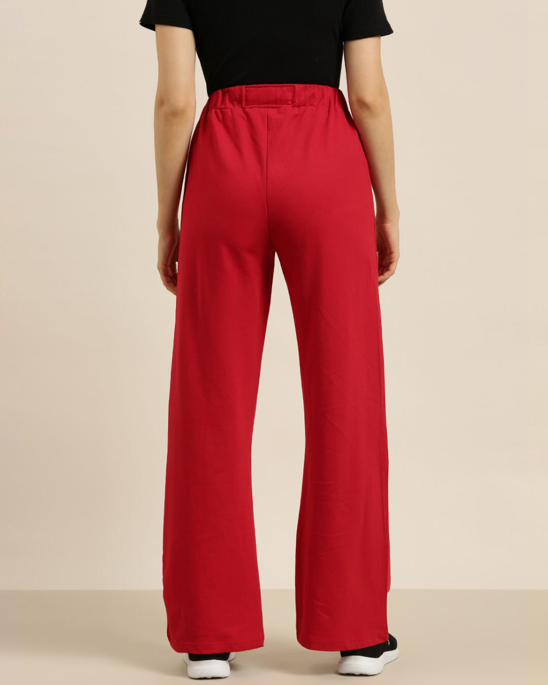 Shop Women's Red Solid Wide Leg Pants-Back