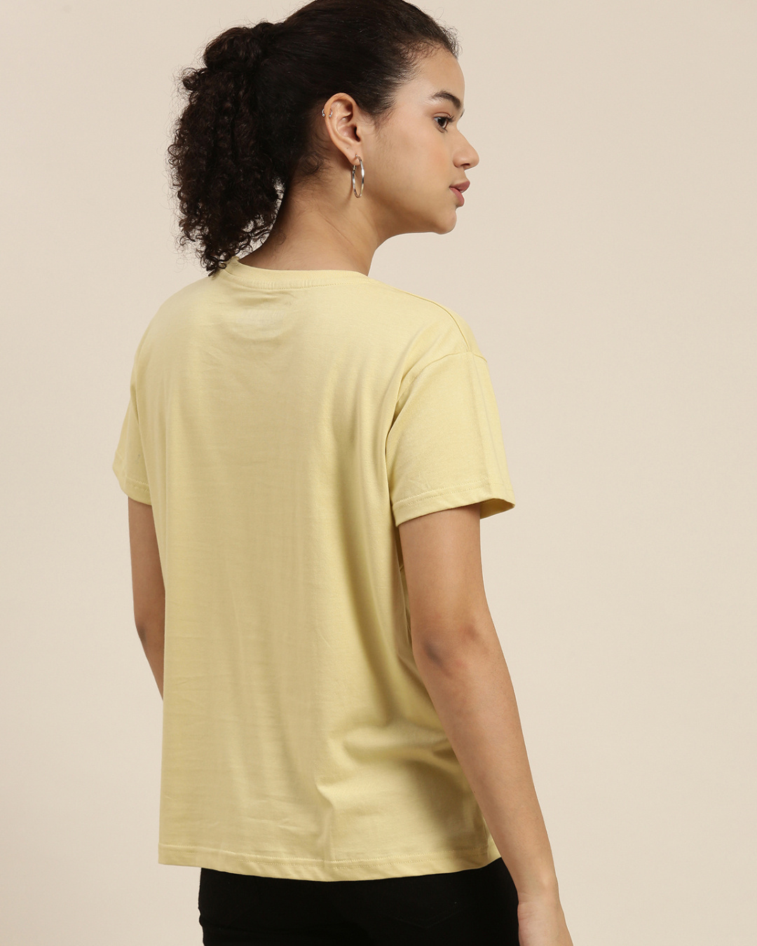 Shop Women's Yellow Boxy Oversized Fit T Shirt-Back