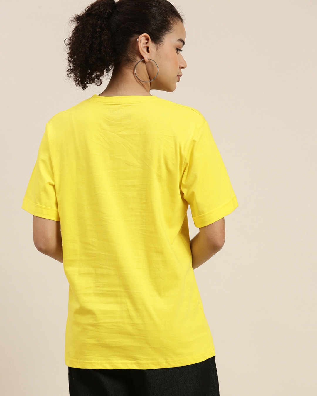 Shop Women's Yellow Graphic Oversized Fit T Shirt-Back