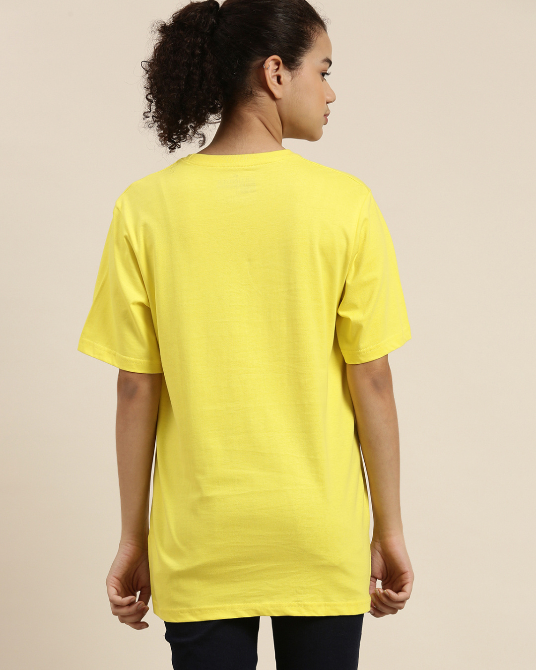 Shop Women's Yellow Oversized Fit T Shirt-Back